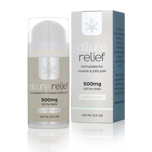 Allure Relief CBD Muscle & Joint Cream, 500 mg of full spectrum CBD in a soothing cooling cream designed to relax muscles pre and post workouts Allure Relief CBD Muscle & Joint Cream, 500 mg of full spectrum CBD in a soothing cooling cream designed to relax muscles pre and post workouts